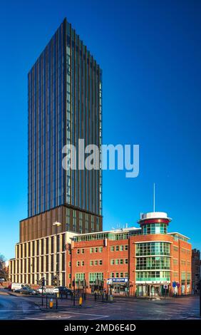 Sonnenuntergang über Hadrian's Tower, Newcastle upon Tyne, Tyne & Wear, England, Großbritannien Stockfoto