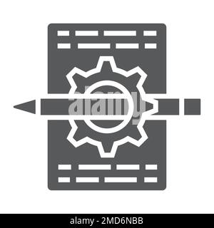 Content-Management-Glyphensymbol, Entwicklung und Geschäft, seo-Signaturvektorgrafiken, ein durchgehendes Muster auf weißem Hintergrund, eps 10. Stock Vektor