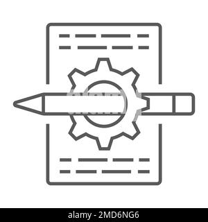 Content-Management dünnes Liniensymbol, Entwicklung und Geschäft, seo-Signaturvektorgrafiken, ein lineares Muster auf weißem Hintergrund, eps 10. Stock Vektor