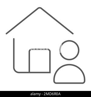 Immobilienmakler dünnes Liniensymbol, Immobilien und Haus, Person signiert Vektorgrafiken, ein lineares Muster auf weißem Hintergrund, eps 10. Stock Vektor