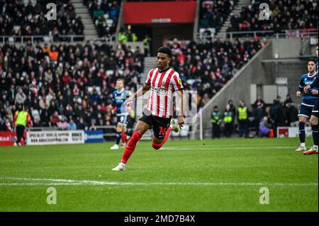 Sunderland AFC Forward Amad Diallo in Aktion gegen Middlesbrough bei der EFL-Meisterschaft. Stockfoto