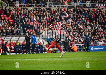 Sunderland AFC Forward Amad Diallo in Aktion gegen Middlesbrough bei der EFL-Meisterschaft. Stockfoto