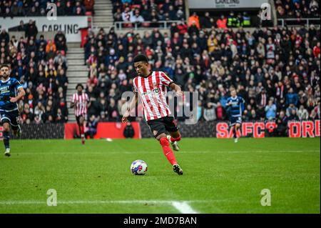 Sunderland AFC Forward Amad Diallo in Aktion gegen Middlesbrough bei der EFL-Meisterschaft. Stockfoto