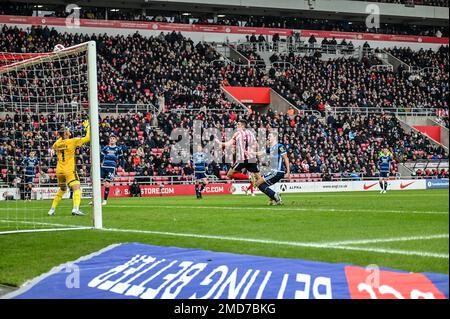 Sunderland AFC Forward Ross Stewart verpasst das Ziel gegen Middlesbrough in der Sky Bet Championship. Stockfoto