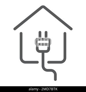 Symbol für Stromleitungen, Immobilien und Wohnungen, Vektorgrafiken für Steckerzeichen, ein lineares Muster auf weißem Hintergrund, eps 10. Stock Vektor