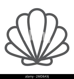 Seashell-Liniensymbol, Tier und Unterwasser, Shell-Zeichen-Vektorgrafiken, ein lineares Muster auf weißem Hintergrund, 10. Stock Vektor