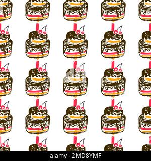 Festliches, nahtloses Muster. Kinderzeichnungen mit Wachsstiften. Geburtstag, Feiertag. Für Stoff drucken Stock Vektor