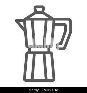 Moka Pot Liniensymbol, Kaffee und Café, Kaffeemaschine, Vektorgrafiken, ein lineares Muster auf weißem Hintergrund, 10. Stock Vektor