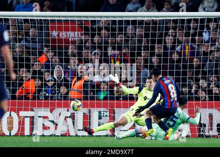 Barcelona, Spanien. Kredit: D. 22. Januar 2023. Pedri (Barcelona) Fußball : spanisches Spiel „La Liga Santander“ zwischen dem FC Barcelona 1-0 Getafe im Spotify Camp Nou in Barcelona, Spanien. Kredit: D .Nakashima/AFLO/Alamy Live News Stockfoto