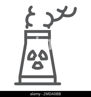 Liniensymbol für Kernkraftwerke, Ökologie und Kernenergie, Schild für gefährlichen Abfall, Vektorgrafiken, ein lineares Muster auf weißem Hintergrund, 10. Stock Vektor