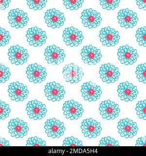Nahtloses Blumenmuster. Kinderzeichnungen mit Wachsstiften. Schöne Gänseblümchen. Druck für Stoffdesign, Textil, Stoff, Tapete Stock Vektor