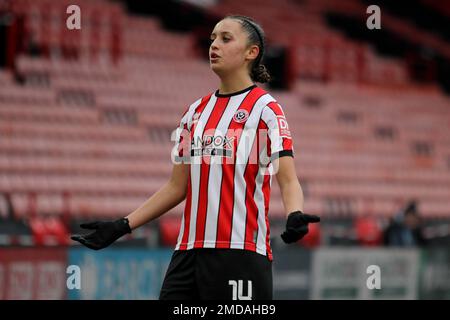 Sheffield, Großbritannien. 23. Januar 2023. Sheffield, England, Januar 22. 2023: Mia Enderby 14 Gesten during Sheffield United / Blackburn Rovers - Bramall Lane, Sheffield (Sean Chandler/SPP) Kredit: SPP Sport Press Photo. Alamy Live News Stockfoto