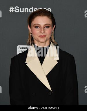 Park City, USA. 21. Januar 2023. Thomasin McKenzie nimmt am 21. Januar 2023 im Ray Theatre in Park City, Utah, am Sundance Film Festival „Eileen“ 2023 Teil. Foto: Casey Flanigan/imageSPACE Credit: Imagespace/Alamy Live News Stockfoto