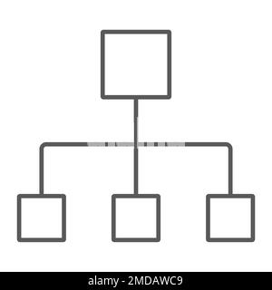 Flussdiagramm dünnes Liniensymbol, Daten und Analysen, Diagrammzeichen, Vektorgrafiken, ein lineares Muster auf weißem Hintergrund, eps 10. Stock Vektor