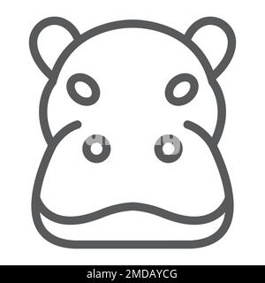 Hippo-Liniensymbol, Tier und Zoo, Nilpferd und Zeichenvektorgrafiken, ein lineares Muster auf weißem Hintergrund, 10. Stock Vektor