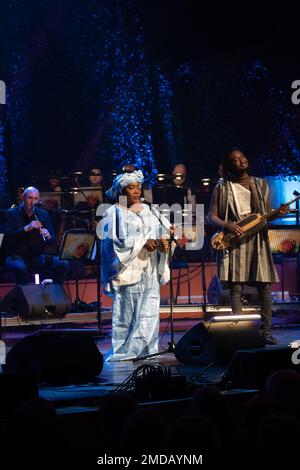 Glasgow, Schottland. 19. Januar 2023 Dre Cali, Mali Duo, trat im Konzertsaal Glasgow auf dem Eröffnungskonzert des Musikfestivals Celtic Connections 2023 auf. Foto: Pauline Keightley/Alamy. Stockfoto