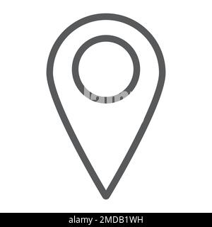 Positionsliniensymbol, Kontakt und Pin, Kartenzeigerzeichen, Vektorgrafiken, ein lineares Muster auf weißem Hintergrund, eps 10. Stock Vektor