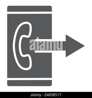 Symbol für ausgehende Rufleitung, Smartphone und Ring, Tastenzeichen, Vektorgrafiken, lineares Muster auf weißem Hintergrund, eps 10. Stock Vektor