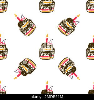 Festliches, nahtloses Muster. Geburtstag, Feiertag. Kinderzeichnungen mit Wachsstiften. Druck für Stoffdesign, Textil, Stoff Stock Vektor