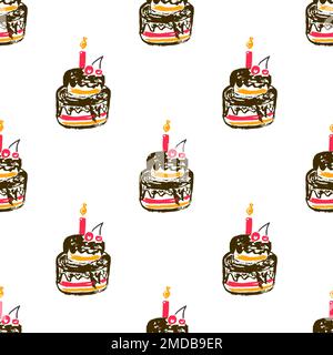 Festliches, nahtloses Muster. Kinderzeichnungen mit Wachsstiften. Geburtstag, Feiertag. Druck für Stoffdesign, Textil Stock Vektor