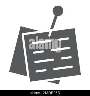 Gepinntes Papiersymbol, Büro und Arbeit, Sticky Note-Zeichen, Vektorgrafiken, ein ausgefülltes Muster auf weißem Hintergrund, eps 10. Stock Vektor