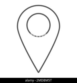 Position dünnes Liniensymbol, Kontakt und Pin, Kartenzeigerzeichen, Vektorgrafiken, ein lineares Muster auf weißem Hintergrund, eps 10. Stock Vektor