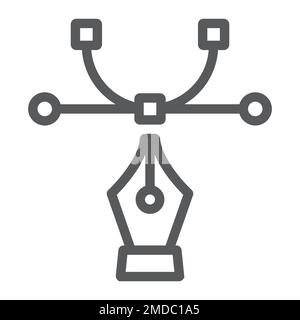 Symbol für Krümmungs-Werkzeuglinie, Werkzeuge und Konstruktion, Kurvenzeichen, Vektorgrafiken, ein lineares Muster auf weißem Hintergrund, eps 10. Stock Vektor