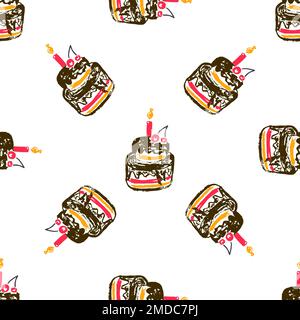 Festliches, nahtloses Muster. Geburtstag, Feiertag. Kinderzeichnungen mit Wachsstiften. Druck für Stoffdesign, Textil Stock Vektor