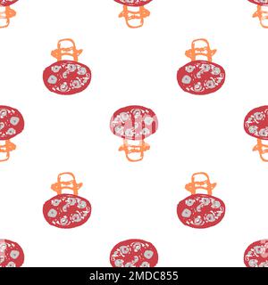 Nahtloses Herbstmuster. Kinderzeichnungen mit Wachsstiften. Pilze. Drucken für Textildesign Stock Vektor