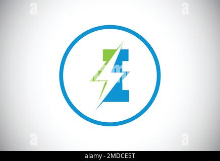 Logo mit dem ersten I-Buchstaben und Blitz. Logo-Vektor für elektrische Bolzenbuchstaben Stock Vektor