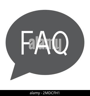 FAQ-Symbol für Glyphe, Sprache und Blase, Schaltflächenzeichen, Vektorgrafiken, ein ausgefülltes Muster auf weißem Hintergrund, eps 10. Stock Vektor