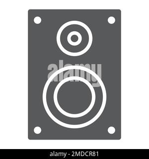 Soundlautsprecher-Glyphensymbol, elektronisch und digital, Lautsprecherzeichen, Vektorgrafiken, ein ausgefülltes Muster auf weißem Hintergrund, eps 10. Stock Vektor