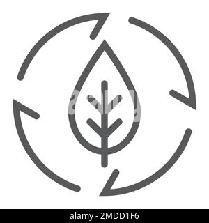 Leaf in Arrows Liniensymbol, Ökologie und Energie, grünes Energiezeichen, Vektorgrafiken, ein lineares Muster auf weißem Hintergrund, eps 10. Stock Vektor