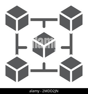 Blockchain-Glyphe-Symbol, Geld und Finanzen, Kryptozeichen, Vektorgrafiken, ein solides Muster auf weißem Hintergrund, 10. Stock Vektor