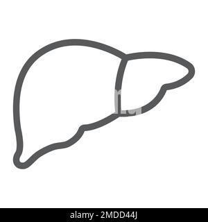 Leberliniensymbol, Anatomie und Biologie, hepatologisches Zeichen, Vektorgrafiken, lineares Muster auf weißem Hintergrund, 10. Stock Vektor