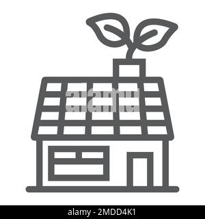 Low Energy House Liniensymbol, Ökologie und Energie, Leben mit Naturzeichen, Vektorgrafiken, ein lineares Muster auf weißem Hintergrund, eps 10. Stock Vektor