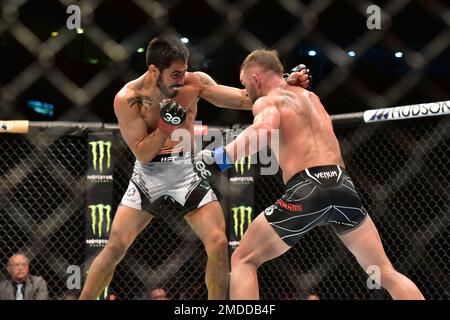 Rio de Janeiro, Brasilien 21. Januar 2023, Rio de Janeiro, RJ, Rio de Janeiro, RJ, Brasilien: RIO DE JANEIRO, RJ - 21. JANUAR: Luan Lacerda (rote Handschuhe) kämpft gegen Cody Stamann (blaue Handschuhe) in ihrem Federgewichtskampf während der UFC 283-Veranstaltung in der Jeunesse Arena am 21. Januar 2023 in Rio de Janeiro, RJ, Brasilien. (Kreditbild: © Leandro Bernardes/PX Imagens via ZUMA Press Wire) NUR REDAKTIONELLE VERWENDUNG! Nicht für den kommerziellen GEBRAUCH! Kredit: ZUMA Press, Inc./Alamy Live News Stockfoto