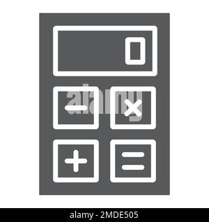 Taschenrechner-Glyphe-Symbol, Büro und Arbeit, elektronische Schilder, Vektorgrafiken, ein durchgehendes Muster auf weißem Hintergrund, eps 10. Stock Vektor