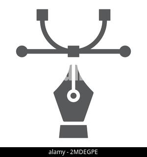 Glyphensymbol des Krümmungswerkzeugs, Werkzeuge und Konstruktion, Kurvenzeichen, Vektorgrafiken, ein lineares Muster auf weißem Hintergrund, eps 10. Stock Vektor