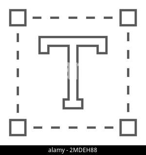 Text Symbol dünne Linie, Werkzeuge und Design, Textgrafiken, ein lineares Muster auf weißem Hintergrund, eps 10. Stock Vektor