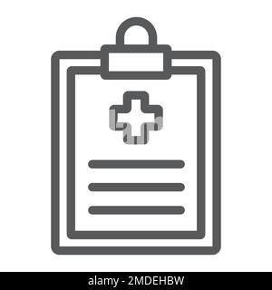 Liniensymbol für Krankenakte, Krankenhaus und Medizin, medizinisches Berichtszeichen, Vektorgrafiken, ein lineares Muster auf weißem Hintergrund, eps 10. Stock Vektor