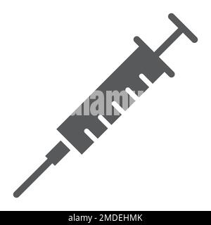 Spritzeninjektion Glyphe Symbol, medizinisch und Krankenhaus, Nadelzeichen, Vektorgrafiken, ein ausgefülltes Muster auf weißem Hintergrund, eps 10. Stock Vektor