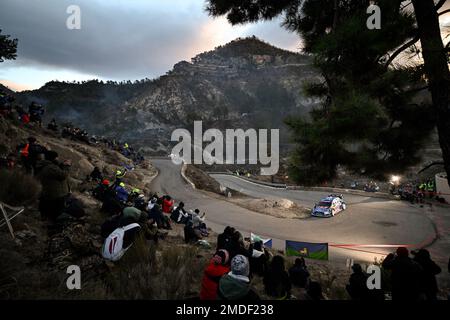 Monte Carlo, Fürstentum Monaco. 22. Januar 2023. JourdanÂ SERDERIDIS FredericÂ MICLOTTE, M-SPORTÂ Fordâ worldâ RALLYÂ-TEAM, FORD PumaÂ Rally1Â HYBRID Credit: Independent Photo Agency/Alamy Live News Stockfoto