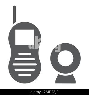 Symbol für Babyphone-Glyphe, Kind und Ausrüstung, Funkzeichen, Vektorgrafiken, ein ausgefülltes Muster auf weißem Hintergrund, 10. Stock Vektor