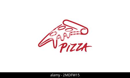 Kreatives rotes Stück Pizzakäse Tropfenzeichen Logo Vector-Design-Symbol Stock Vektor