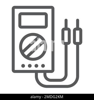 Liniensymbol des Digitalmultimeters, Werkzeug und Instrument, elektrisches Volmeter-Zeichen, Vektorgrafiken, lineares Muster auf weißem Hintergrund, eps 10. Stock Vektor