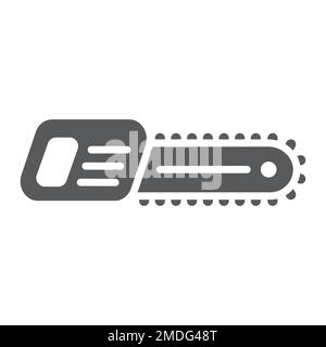 Symbol für Glyphe der Motorsäge, Werkzeug und Ausrüstung, Schild für elektrische Säge, Vektorgrafiken, ein ausgefülltes Muster auf weißem Hintergrund, eps 10. Stock Vektor