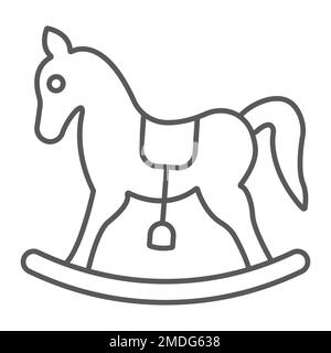 Schaukelnde dünne Linien, Baby und Spielzeug, Pony-Zeichen, Vektorgrafiken, ein lineares Muster auf weißem Hintergrund, 10. Stock Vektor