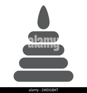 Spielzeugpyramiden-Glyphe-Symbol, Kind und Spiel, Turmschild, Vektorgrafiken, ein ausgefülltes Muster auf weißem Hintergrund, Stufen 10. Stock Vektor