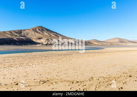 Wüstenhügel am Strand von Sotavento. Stockfoto